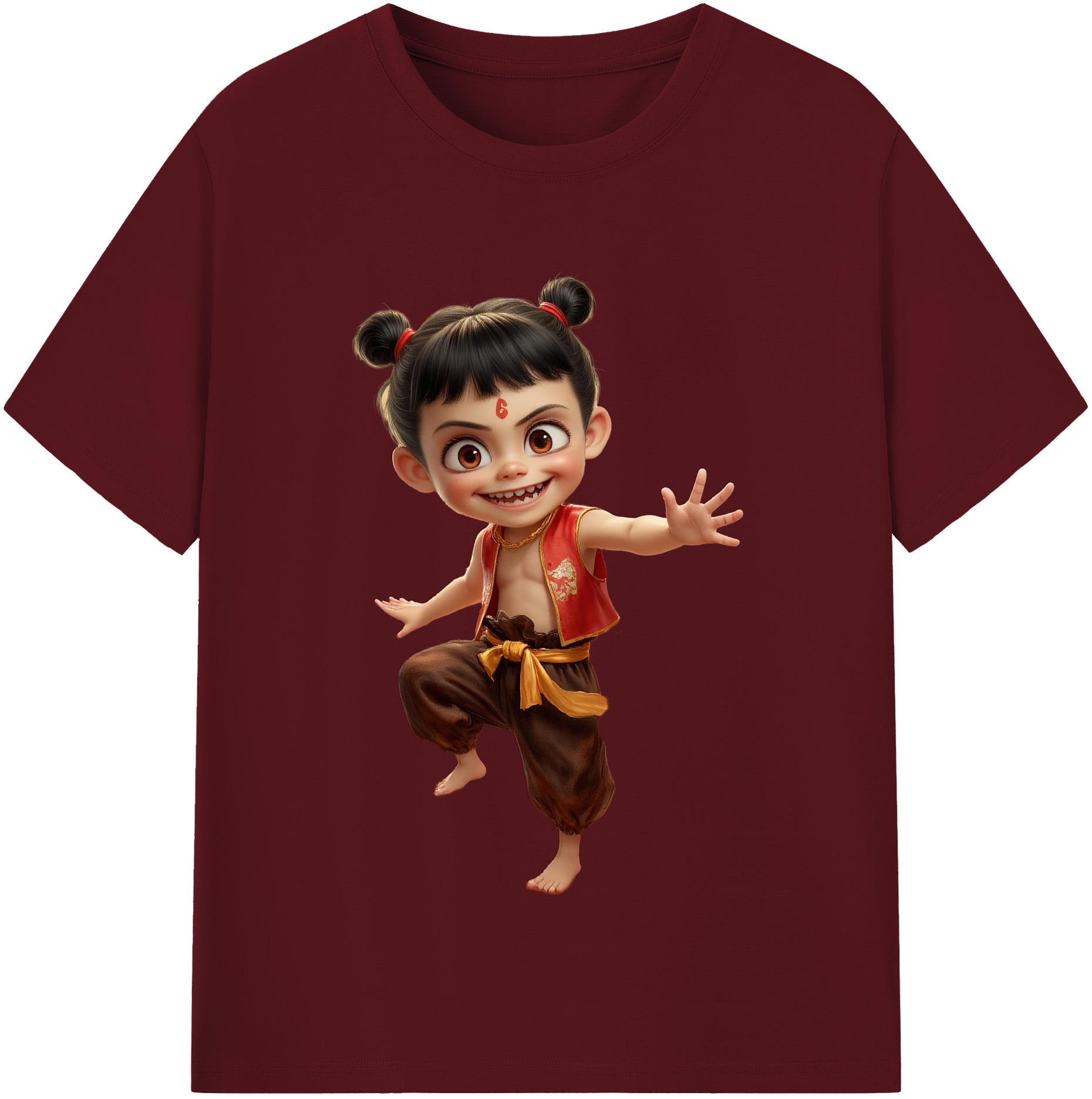 （画像用） Ne Zha 2 ナタ 魔童の大暴れ 綿100％半袖Tシャツ（フロントプリント）